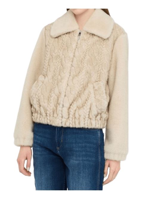 Bomber da donna  in morbido tessuto teddy con trecce color beige LIU JO | MF5094-E1044W9868